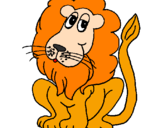Desenho Leão pintado por galo