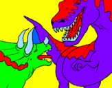 Desenho Luta de dinossauros pintado por elian