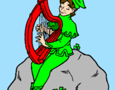 Desenho Duende a tocar harpa pintado por gabriella