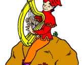 Desenho Duende a tocar harpa pintado por kethilyn