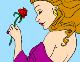 Desenho Princesa com uma rosa pintado por Ana Catarina