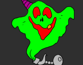 Desenho Fantasma com chapéu de festa pintado por matheus