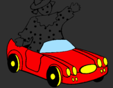 Desenho Boneca em carro descapotável pintado por roberto