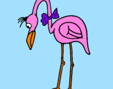 Desenho Flamingo com passarita pintado por Isabela