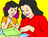 Desenho Mãe e filha pintado por leticia