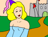 Desenho Princesa e castelo pintado por Pamela