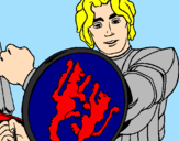Desenho Cavaleiro com escudo de leão pintado por Arthur belini