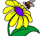 Desenho Margarida com abelha pintado por neia