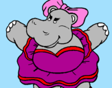 Desenho Hipopótamo com laço pintado por vivi