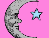 Desenho Lua e estrela pintado por Jessyca