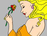 Desenho Princesa com uma rosa pintado por geslen
