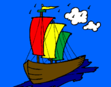 Desenho Barco veleiro pintado por Lorena