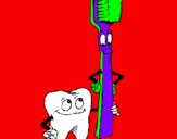 Desenho Dentes e escova de dentes pintado por cid