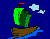 Desenho Barco veleiro pintado por Gregório