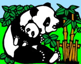 Desenho Mamã panda pintado por gabrielle
