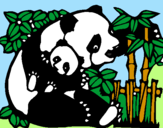 Desenho Mamã panda pintado por Daniella Duarte.