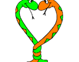 Desenho Serpentes apaixonadas pintado por layla