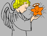 Desenho Anjo e estrela pintado por rodrigo