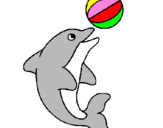 Desenho Golfinho a jogar com uma bola pintado por nathalia