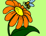 Desenho Margarida com abelha pintado por garota loba