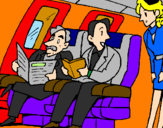 Desenho Passageiros no avião pintado por Luiz Augusto