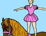 Desenho Trapezista em cima do cavalo pintado por maria fer