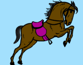 Desenho Cavalo com sela a saltar pintado por Pietra