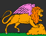 Desenho Leão alado pintado por sofia