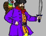 Desenho Pirata com um papagaio pintado por JOAO PEDRO
