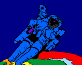 Desenho Astronauta no espaço pintado por tomas