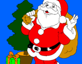 Desenho Santa Claus e uma árvore de natal pintado por erica