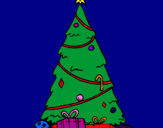 Desenho Abeto com adornos natalícios pintado por larissa  vicalvi  rocha