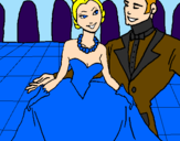 Desenho Princesa e príncipe no baile pintado por raela de sousa