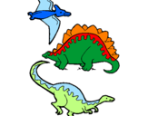 Desenho Três classes de dinossauros pintado por otavio