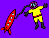 Desenho Foguete e astronauta pintado por nikk