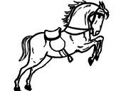 Desenho Cavalo com sela a saltar pintado por isabel