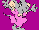 Desenho Rata com vestido pintado por rata