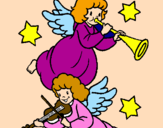 Desenho Anjos musicais pintado por katy