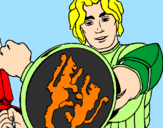Desenho Cavaleiro com escudo de leão pintado por melk