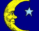 Desenho Lua e estrela pintado por debora