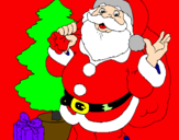 Desenho Santa Claus e uma árvore de natal pintado por gabriel