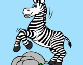 Desenho Zebra a saltar pedras pintado por flavia