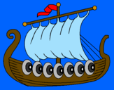 Desenho Barco viking pintado por isabela