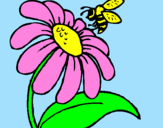 Desenho Margarida com abelha pintado por Bruna