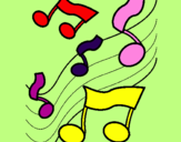 Desenho Notas na escala musical pintado por lulu