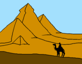 Desenho Paisagem com pirâmides pintado por maria fernanda portel
