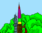 Desenho Lançamento foguete pintado por Jociene