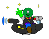 Desenho Marciano numa moto espacial pintado por Diogo