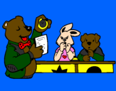 Desenho Professor urso e seus alunos pintado por JUNIOR =]