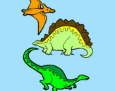 Desenho Três classes de dinossauros pintado por david